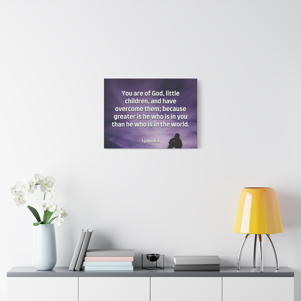 Scripture Canvas Overcome 1 John 4:4 Christian Wall Art Bible Verse Print Ready to Hang