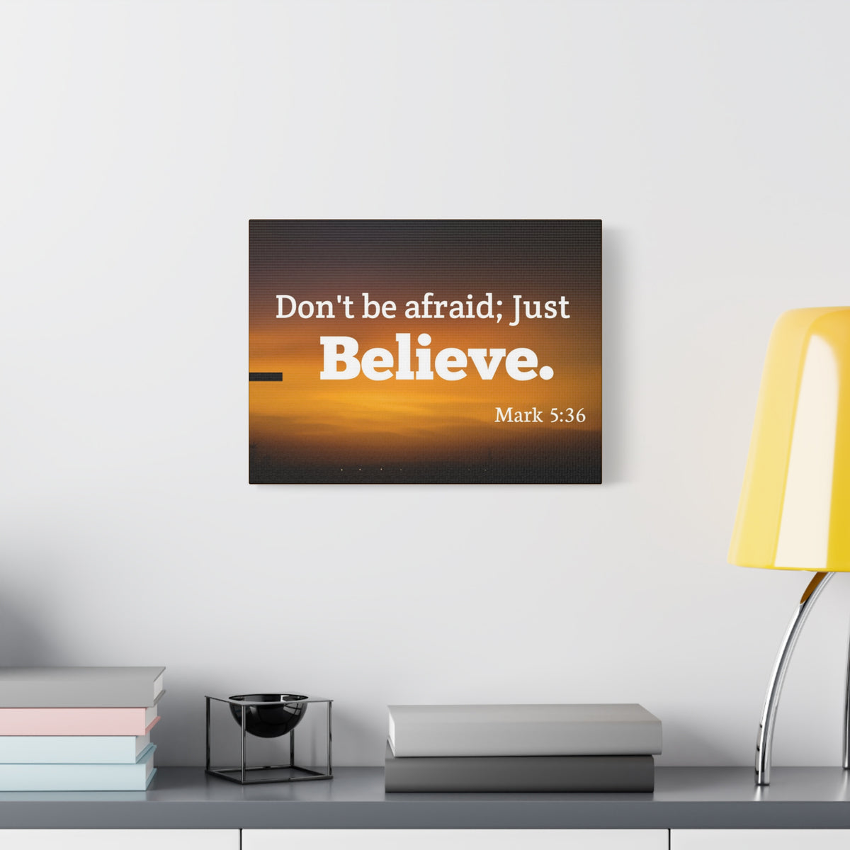 Scripture Canvas Believe Mark 5:36 Christian Wall Art Bible Verse Print Ready to Hang