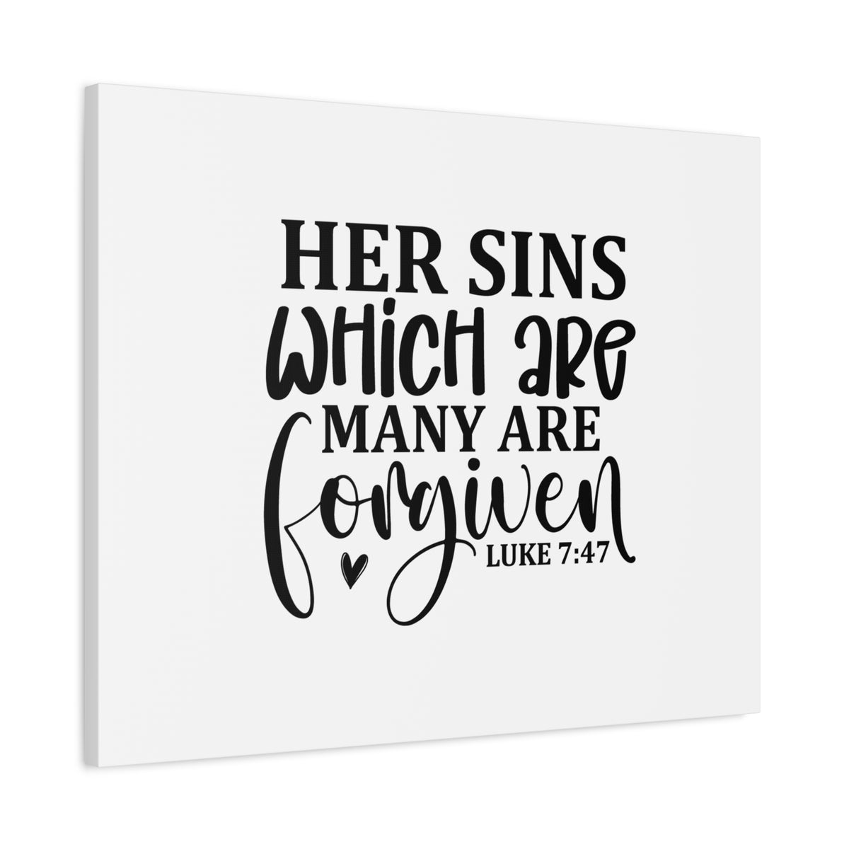 Scripture Canvas Many Are Forgiven Luke 7:47 Christian Wall Art Bible Verse Print Ready to Hang
