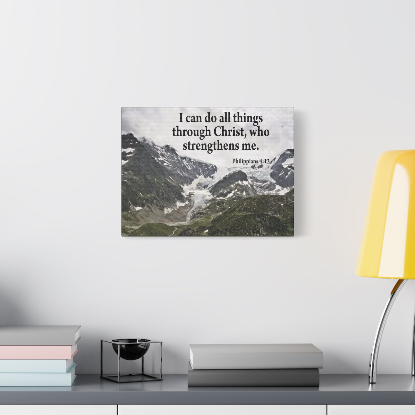 Scripture Canvas Christ Strenthens Me Philippians 4:13 Christian Wall Art Bible Verse Print Ready to Hang