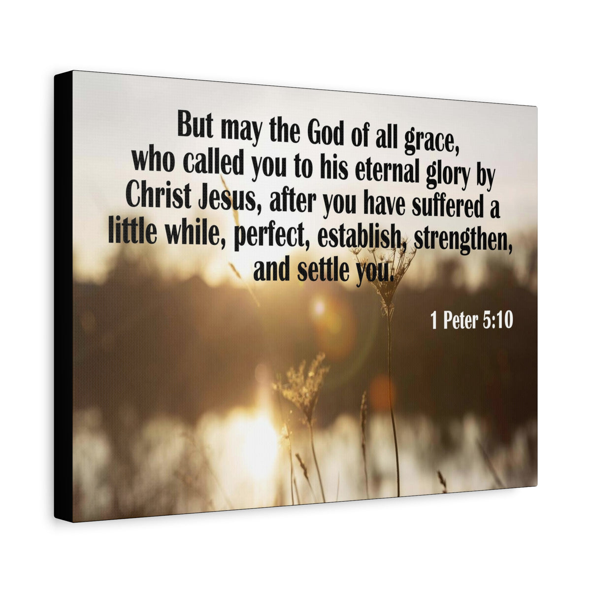 Scripture Canvas God of All Grace 1 Peter 5:10 Christian Wall Art Bible Verse Print Ready to Hang