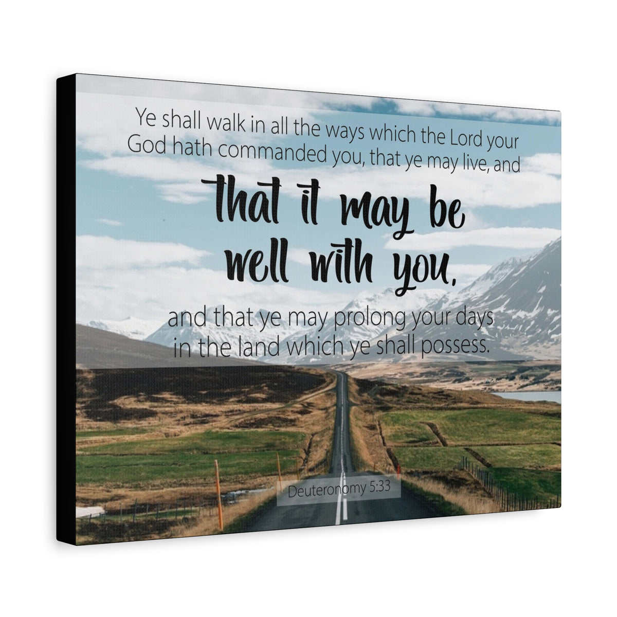Scripture Canvas That It May Be Well With You Deuteronomy 5:33 Christian Wall Art Bible Verse Print Ready to Hang
