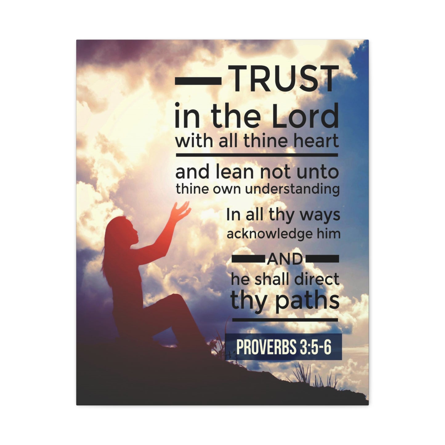 Trust in the Lord Proverbs 3:5-6 Christian Wall Art Bible Verse Print Ready to Hang