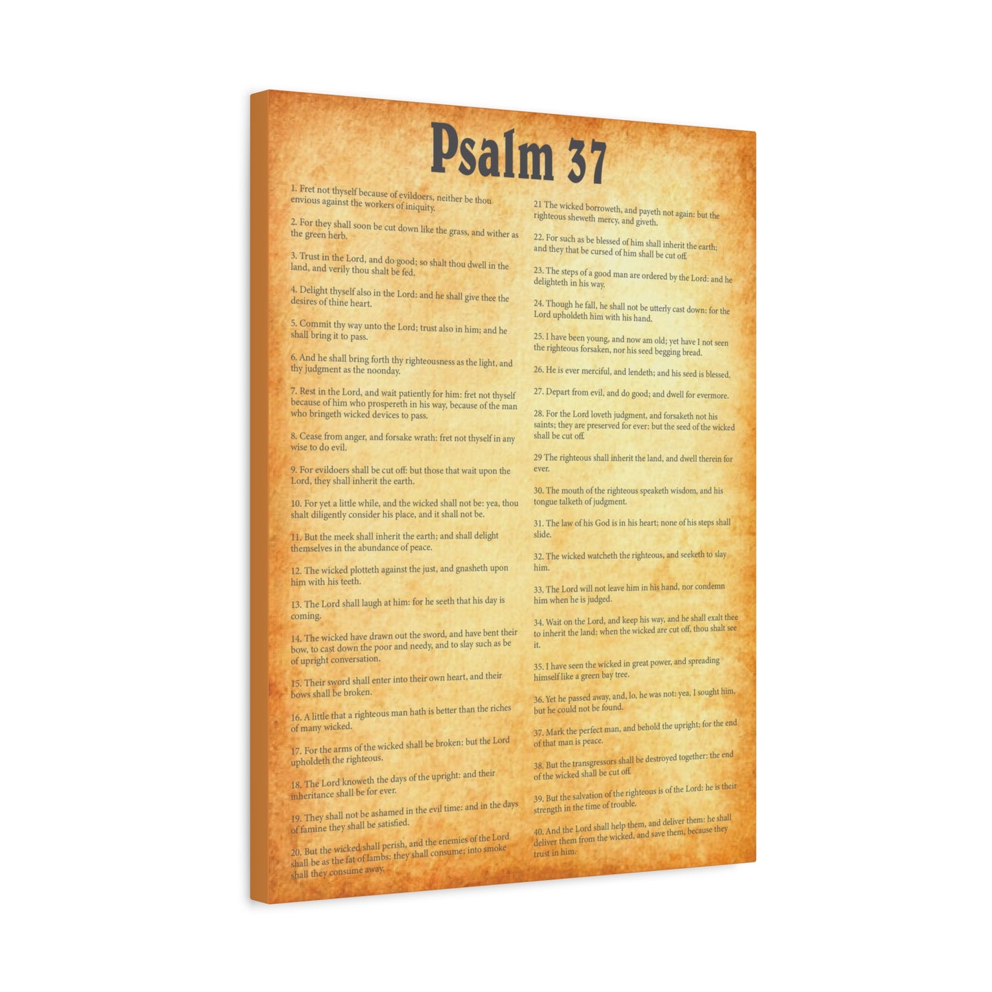 Scripture Walls Psalm 37 Gold Bible Chapter Canvas Christian Wall Art Ready to Hang