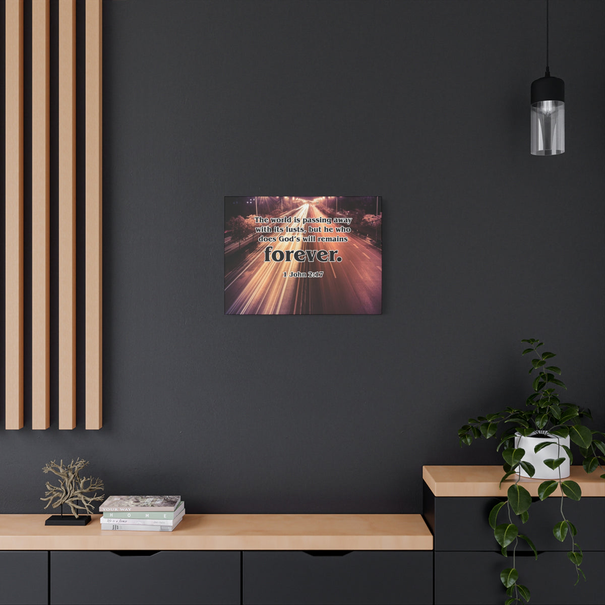 Scripture Canvas Forever 1 John 2:17 Christian Wall Art Bible Verse Print Ready to Hang