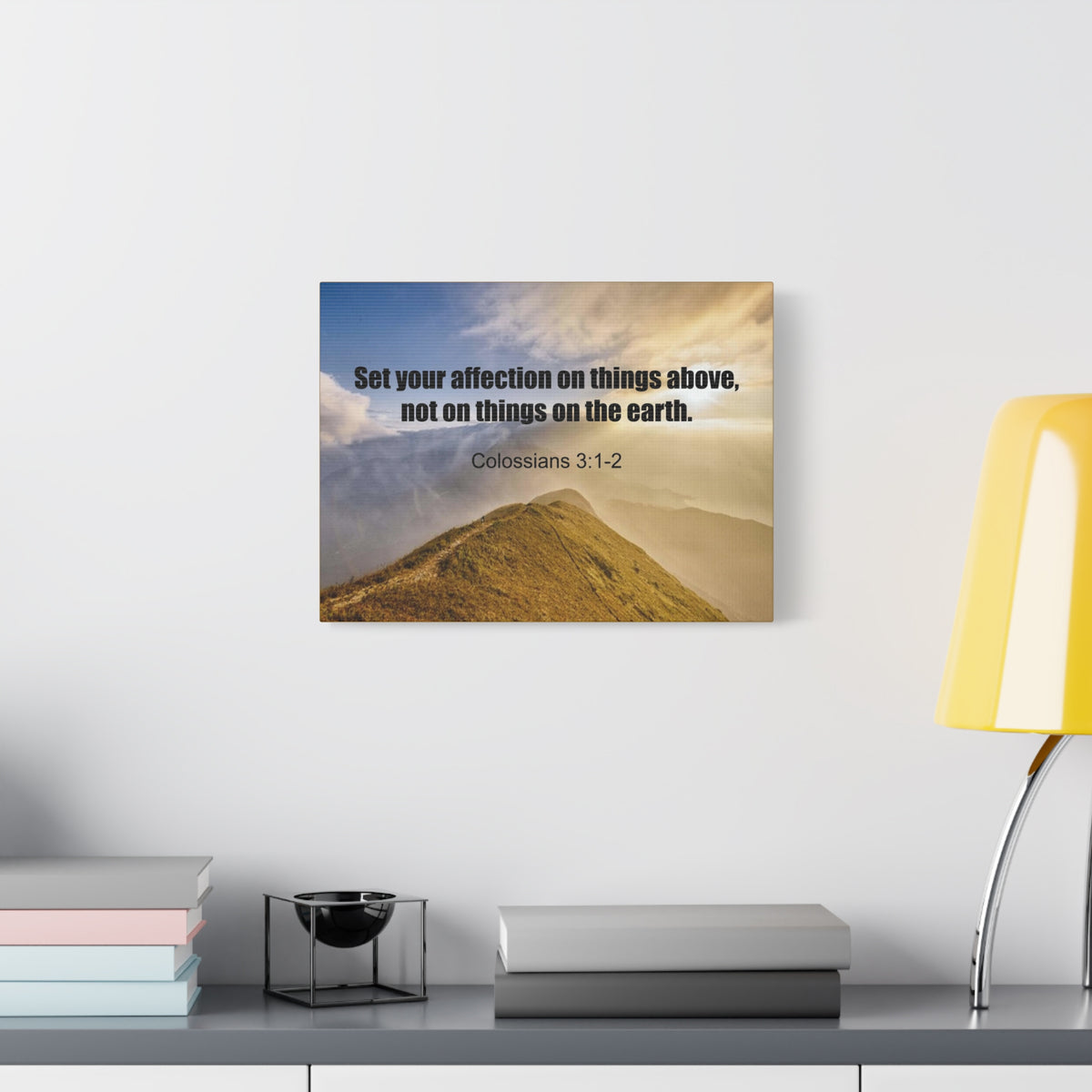 Scripture Canvas Set Your Affection Colossians 3:2 Christian Wall Art Bible Verse Print Ready to Hang