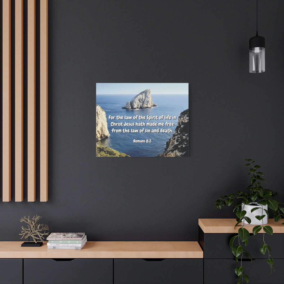 Scripture Canvas Spire Of Life Romans 8:2 Christian Wall Art Bible Verse Print Ready to Hang