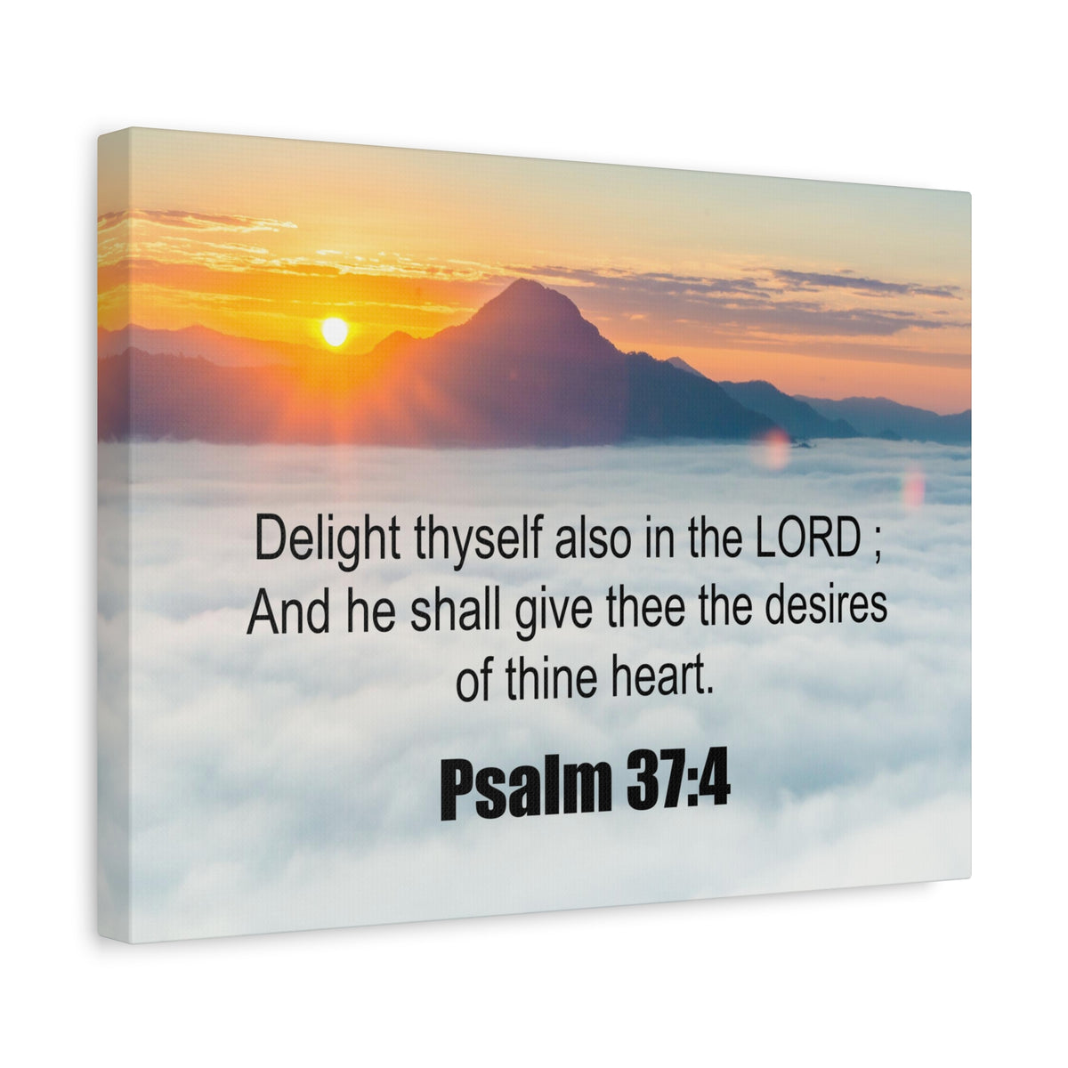 Scripture Canvas Delight Thyself Psalm 37:4 Christian Wall Art Bible Verse Print Ready to Hang