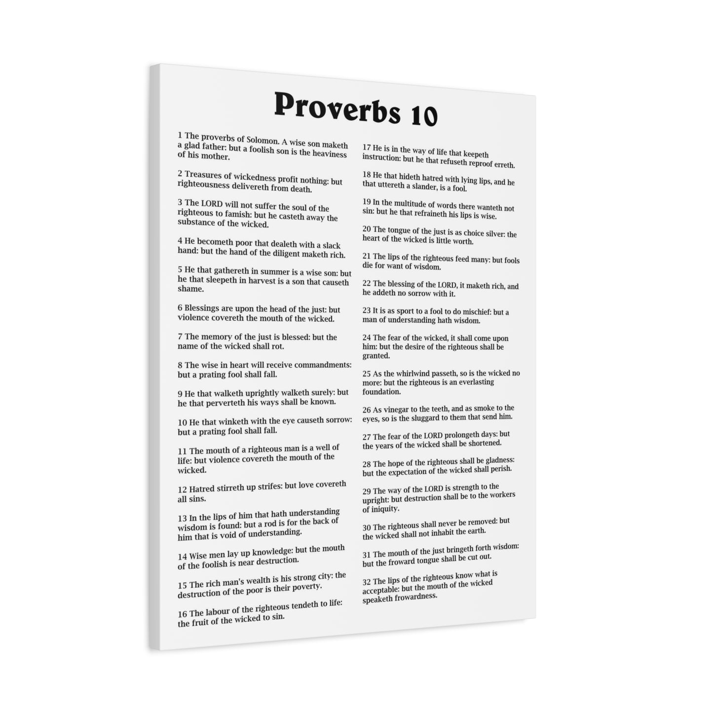 Scripture Walls Proverbs Chapter 10 White Bible Canvas Christian Wall Art Ready to Hang Unframed