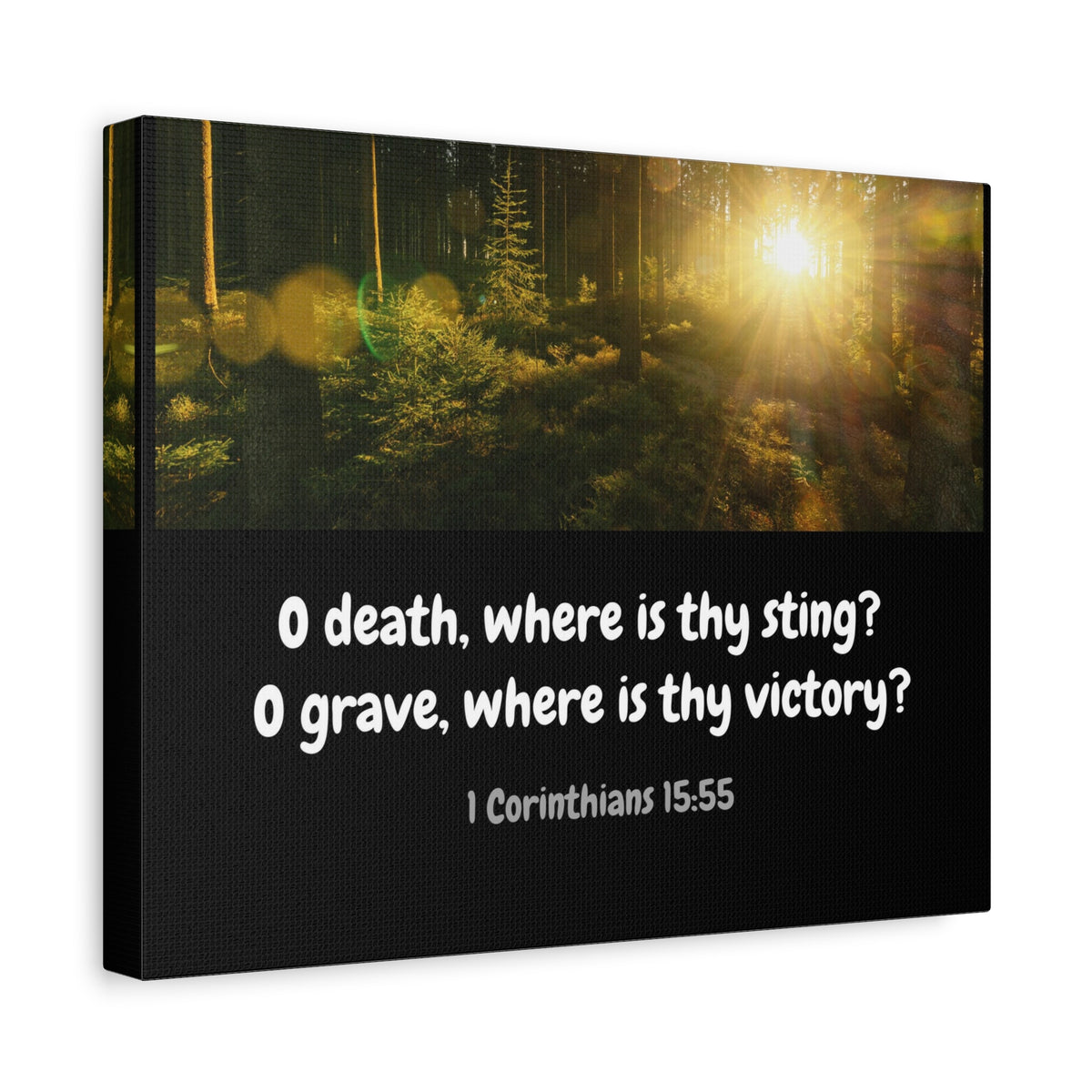 Scripture Canvas Victory Over Death 1 Corinthians 15:55 Christian Wall Art Bible Verse Print Ready to Hang