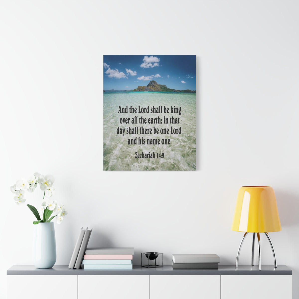 Scripture Canvas The Lord Shall Be King Zechariah 14:9 Christian Wall Art Bible Verse Print Ready to Hang