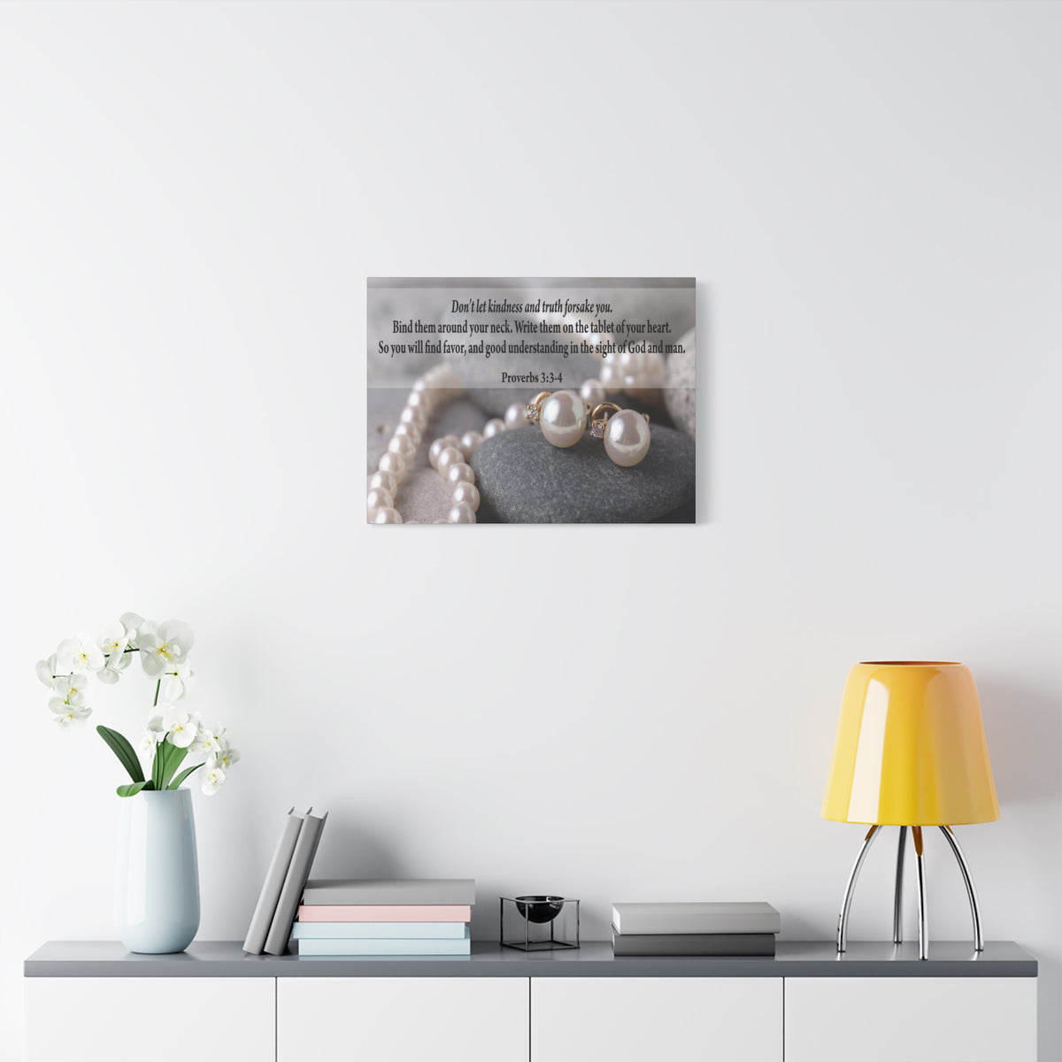 Scripture Canvas Kindness and Truth Proverbs 3:3-4 Christian Wall Art Bible Verse Print Ready to Hang