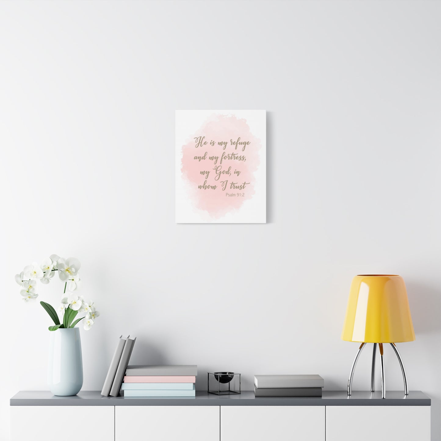 Scripture Canvas He Is My Refuge And My Fortress Psalm 91:2 Christian Wall Art Bible Verse Print Ready to Hang