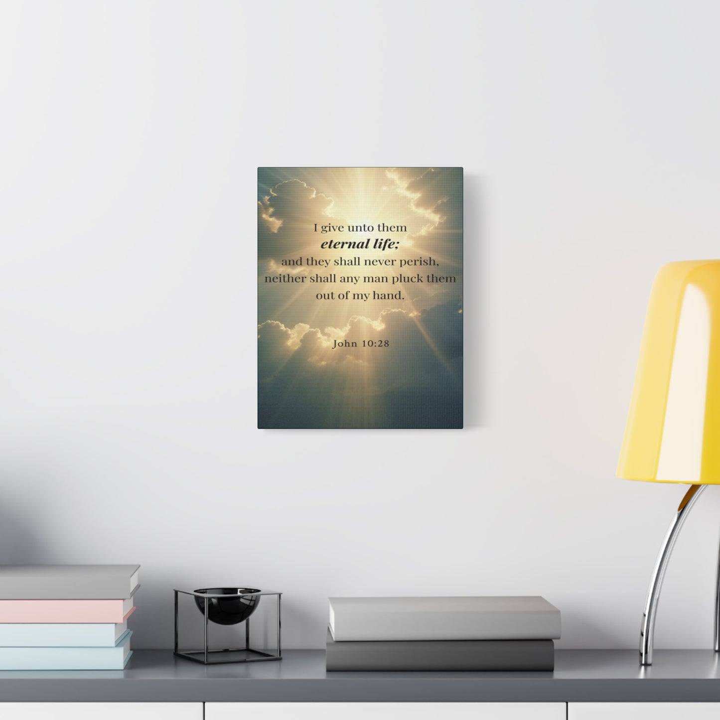 Scripture Walls John 10:28 Eternal Assurance Bible Verse Canvas Christian Wall Art Ready to Hang Unframed