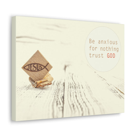 Trust God, Philippians 4:6 Jesus Fish Christian Wall Art Bible Verse Print Ready to Hang