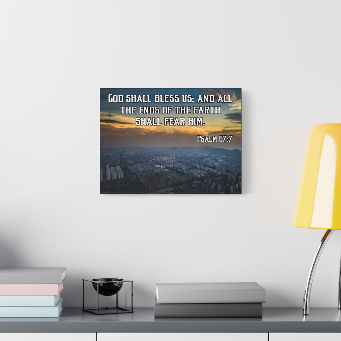 Bible Verse Canvas God Shall Bless Us Psalm 67:7 Christian Home Décor Wall Art Scripture Ready to Hang Faith Print