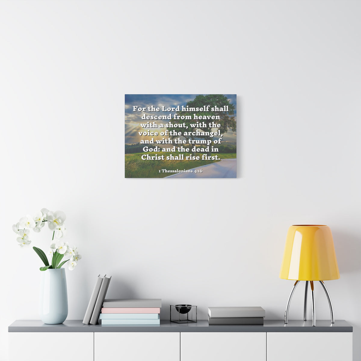 Scripture Canvas Rise 1 Thessalonians 4:16 Christian Wall Art Bible Verse Print Ready to Hang