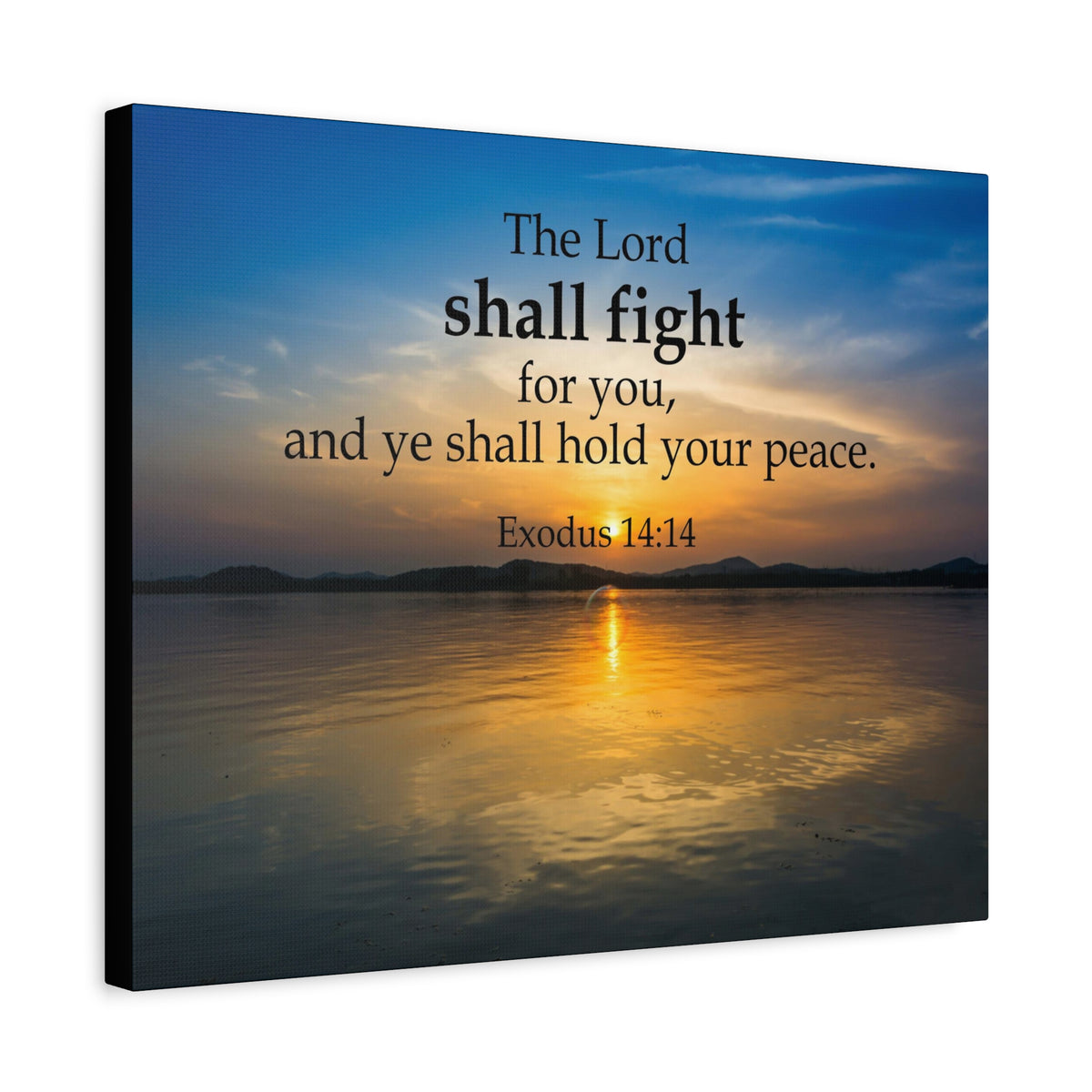Scripture Canvas The Lord Shall Fight For You Exodus 14:14 Christian Wall Art Bible Verse Print Ready to Hang