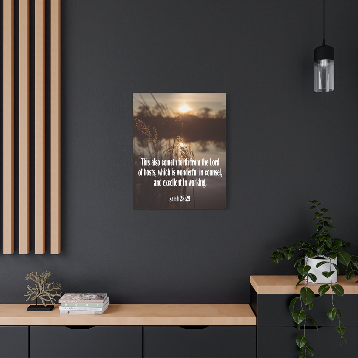 Scripture Canvas Wonderful in Counsel Isaiah 28:29 Christian Wall Art Bible Verse Print Ready to Hang