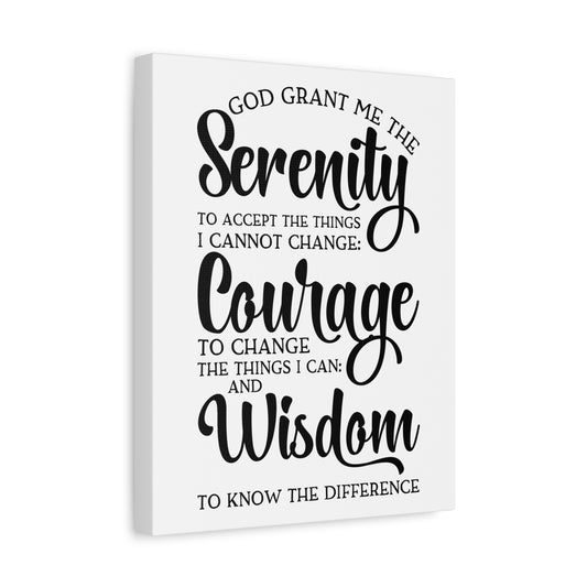 Scripture Canvas Serenity, Courage, Wisdom Psalm 27:14 Christian Wall Art Print Ready to Hang