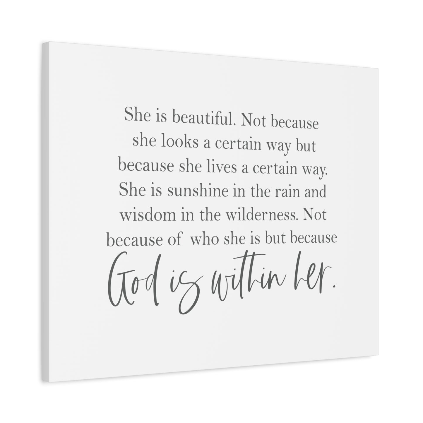 Scripture Canvas God Is Within Her Psalm 46:5 Christian Wall Art Bible Verse Print Ready to Hang