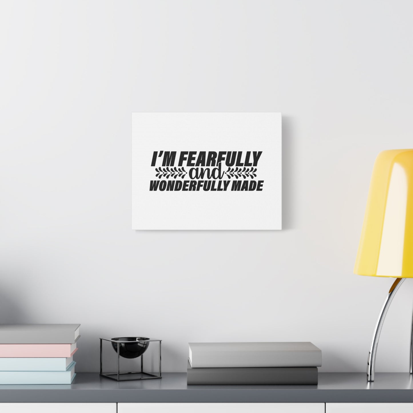 Scripture Canvas Wonderfully Made Psalm 139:14 White Christian Wall Art Bible Verse Print Ready to Hang