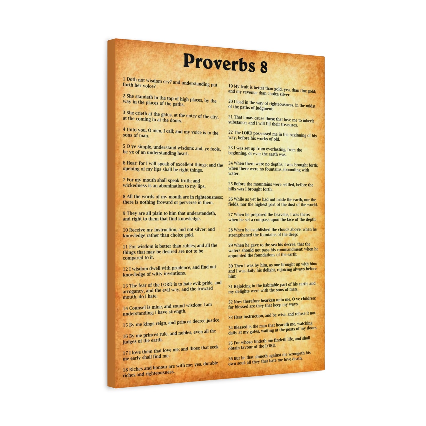 Scripture Walls Proverbs Chapter 8 Gold Bible Canvas Christian Wall Art Ready to Hang Unframed
