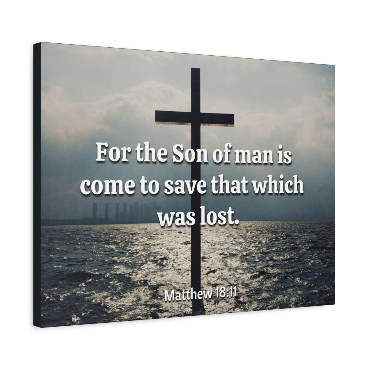 Scripture Canvas Christ Saves Matthew 18:11 Christian Wall Art Bible Verse Print Ready to Hang