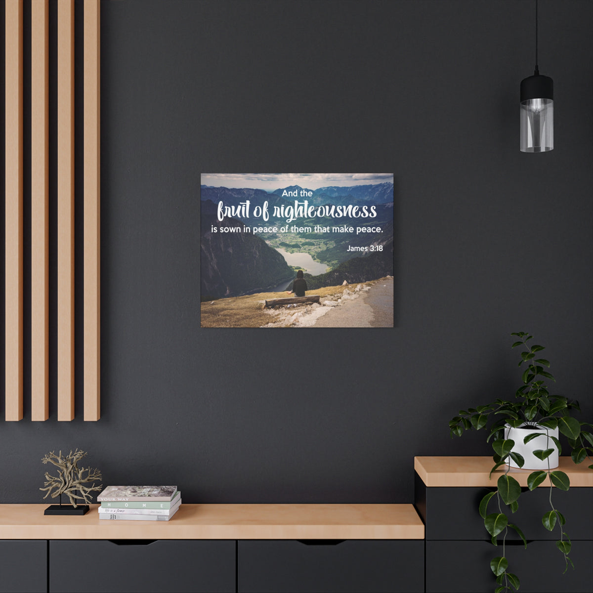 Scripture Canvas Fruit of Righteousness James 3:18 Christian Wall Art Bible Verse Print Ready to Hang