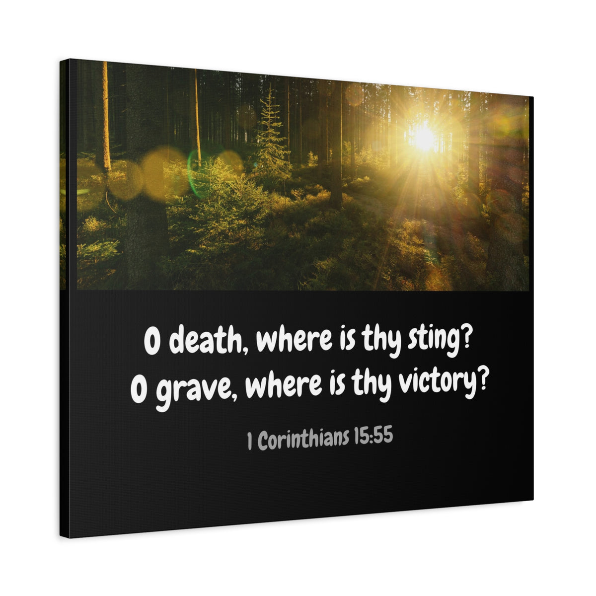 Scripture Canvas Victory Over Death 1 Corinthians 15:55 Christian Wall Art Bible Verse Print Ready to Hang