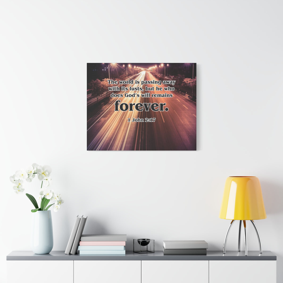 Scripture Canvas Forever 1 John 2:17 Christian Wall Art Bible Verse Print Ready to Hang