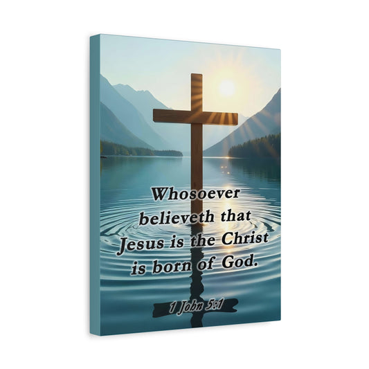 Scripture Walls 1 John 5:1 Jesus is The Christ Bible Verse Canvas Christian Wall Art Ready to Hang Unframed
