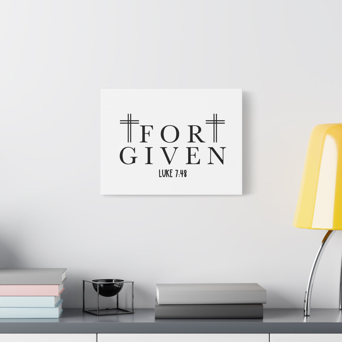 Scripture Canvas Forgiven Luke 7:48 Christian Wall Art Bible Verse Print Ready to Hang