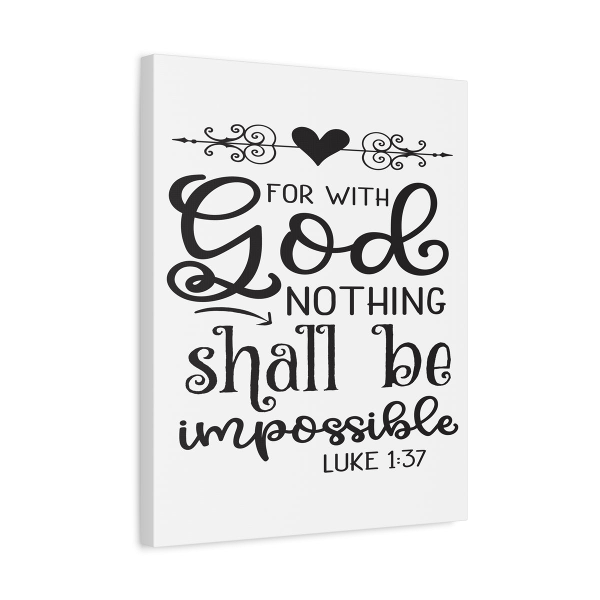 Scripture Canvas For With God Luke 1:37 Christian Wall Art Bible Verse Print Ready to Hang