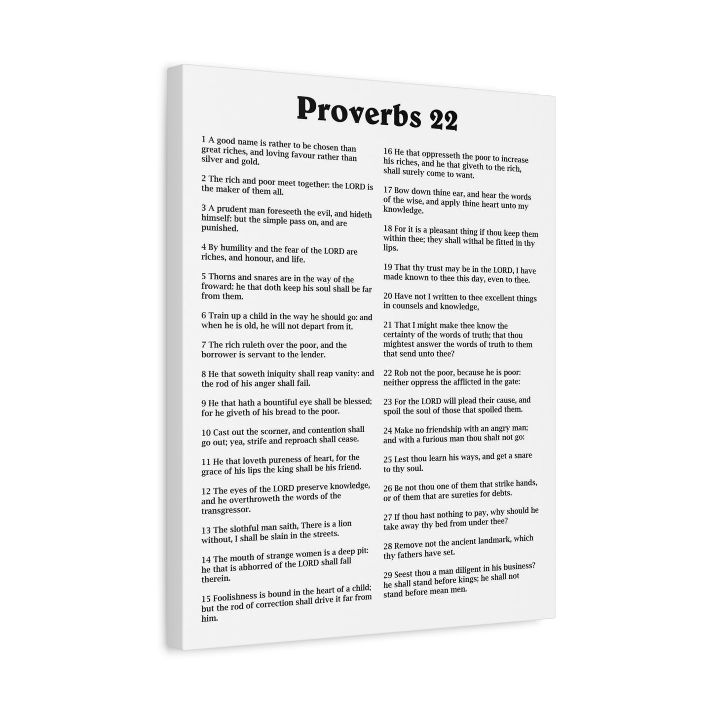 Scripture Walls Proverbs Chapter 22 White Bible Canvas Christian Wall Art Ready to Hang Unframed
