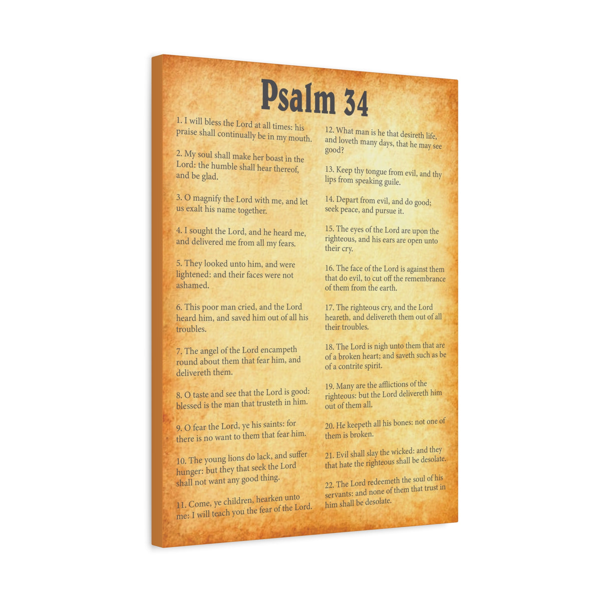 Scripture Walls Psalm 34 Gold Bible Chapter Canvas Christian Wall Art Ready to Hang