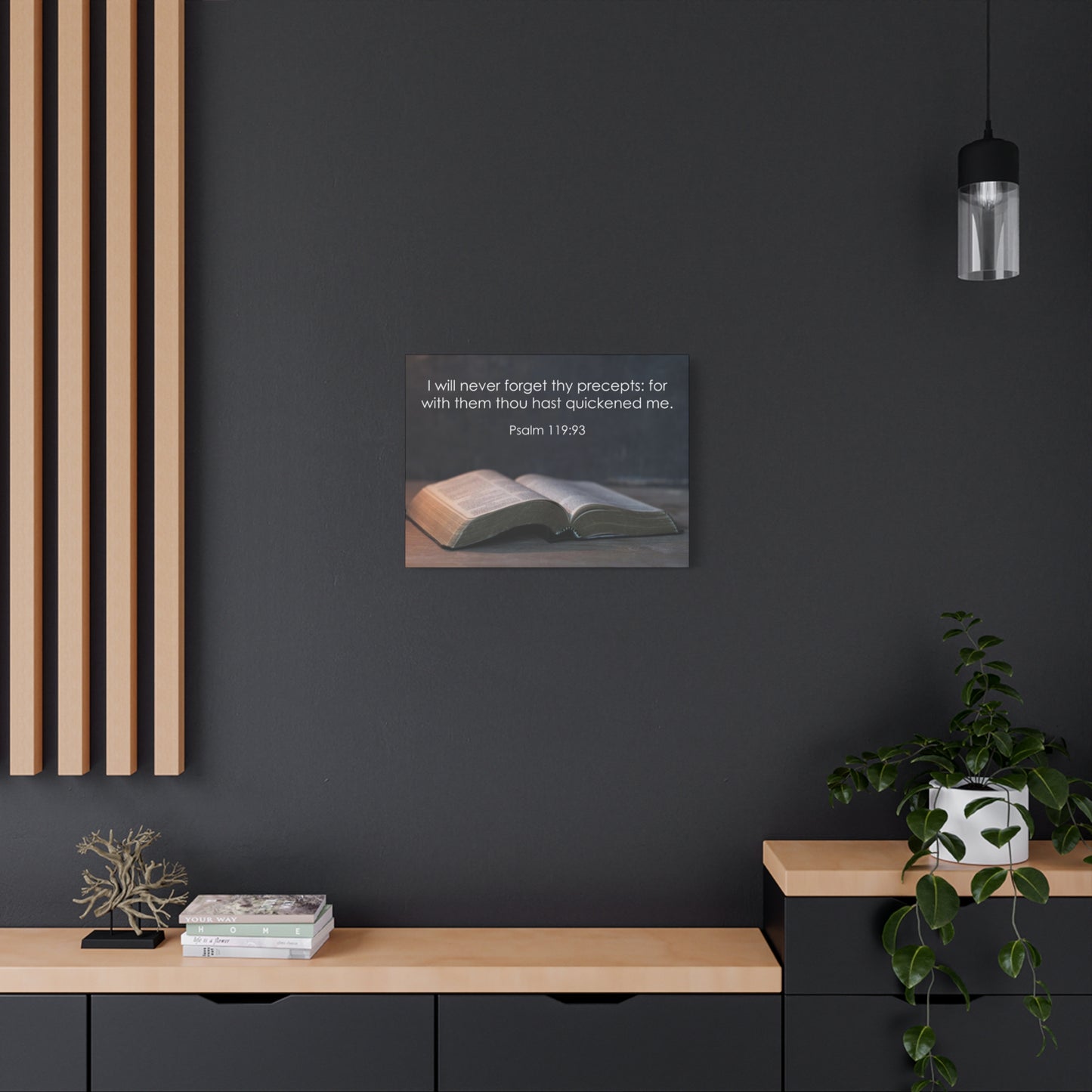 Bible Verse Canvas Never Forget Thy Precepts Psalm 119:93 Christian Home Décor Wall Art Scripture Ready to Hang Faith Print
