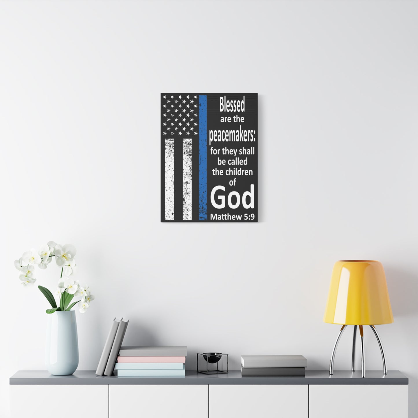 Scripture Walls Matthew 5:9 Police Officer Sign Bible Canvas Christian Wall Art Ready to Hang Unframed