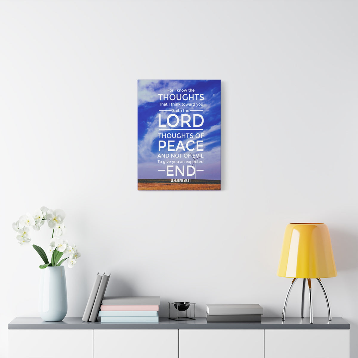 Scripture Canvas Thoughts of Peace Jeremiah 29:11 Christian Wall Art Bible Verse Print Ready to Hang