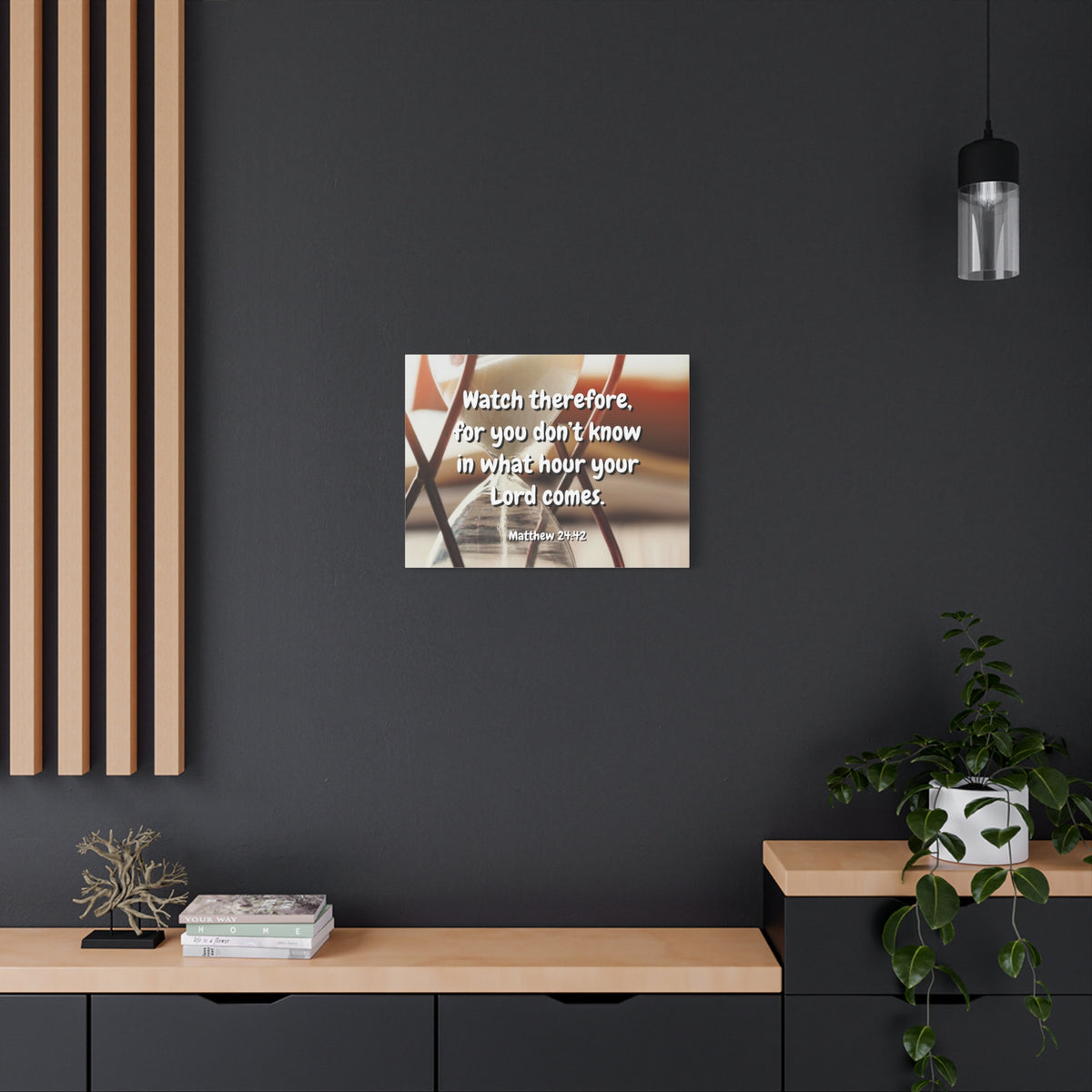 Scripture Canvas Hour Matthew 24:42 Christian Wall Art Bible Verse Print Ready to Hang