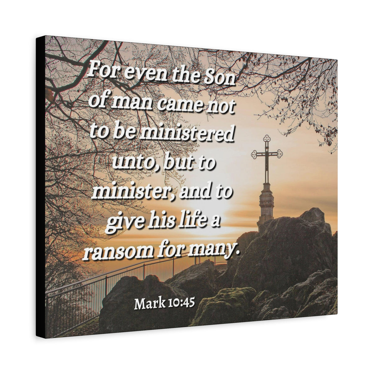 Scripture Canvas Son Of Man Mark 10:45 Christian Wall Art Bible Verse Print Ready to Hang