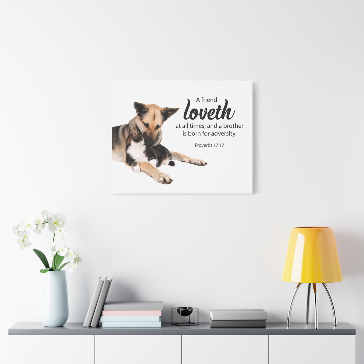 Scripture Canvas A Friend at All Times Proverbs 17:17 Christian Wall Art Bible Verse Print Ready to Hang