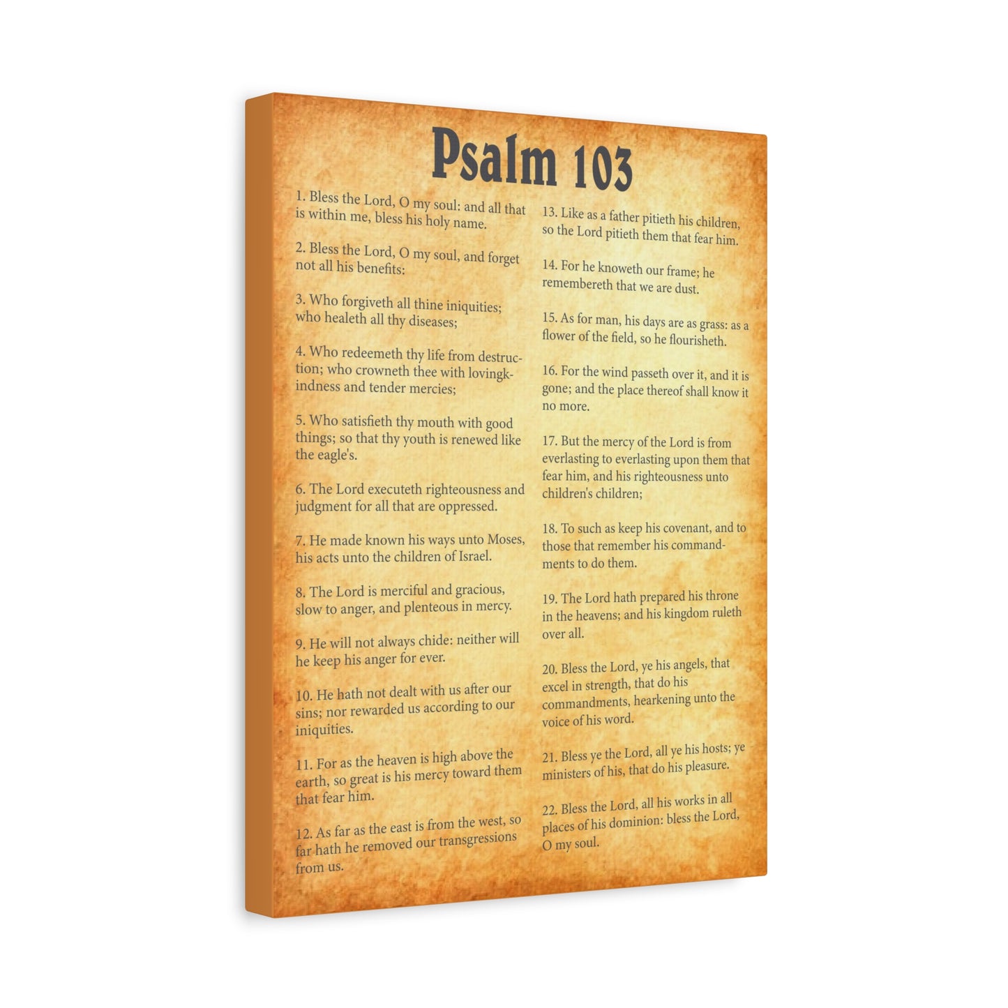 Scripture Walls Psalm 103 Gold Bible Chapter Canvas Christian Wall Art Ready to Hang