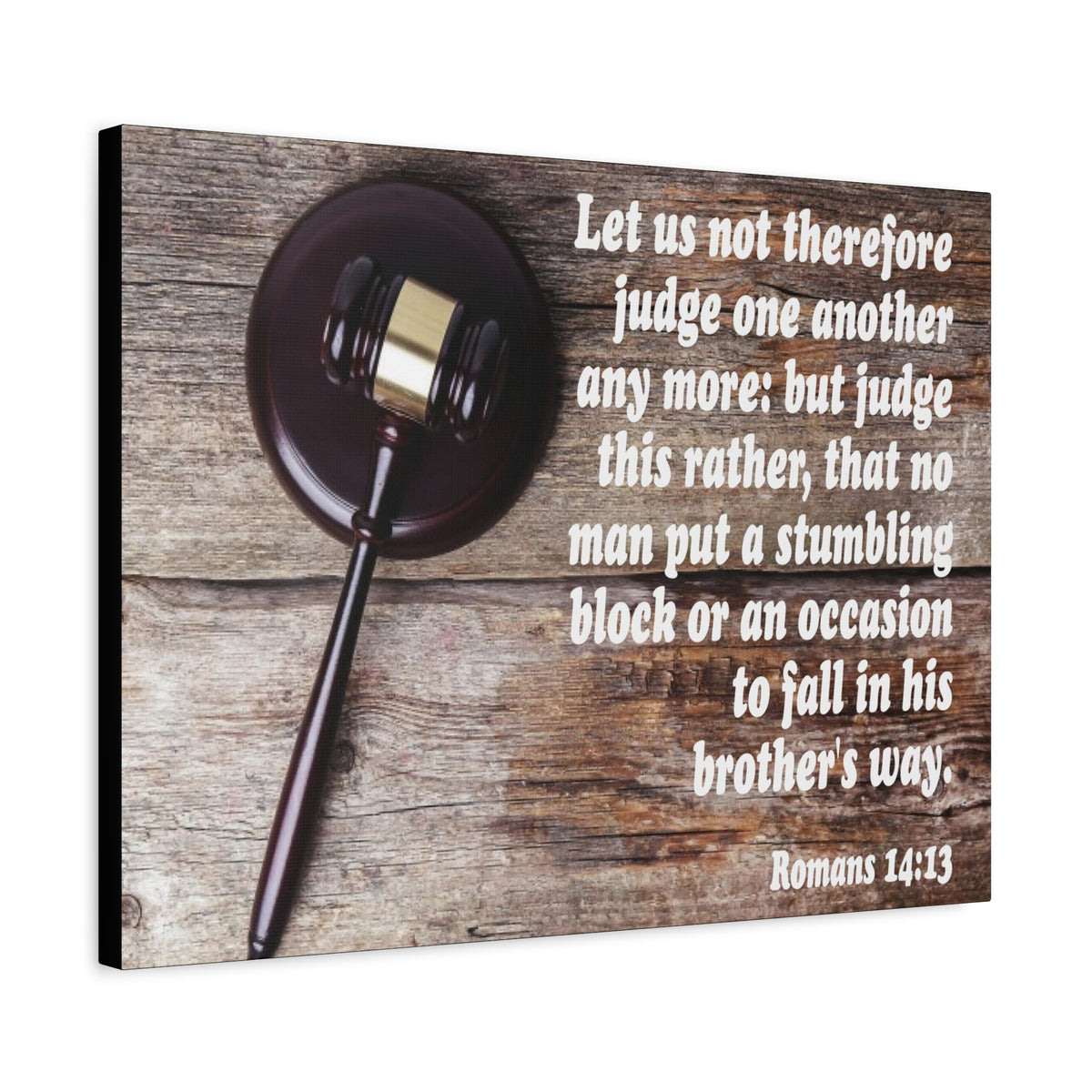 Scripture Canvas Not Judge One Another Romans 14:13 Christian Wall Art Bible Verse Print Ready to Hang