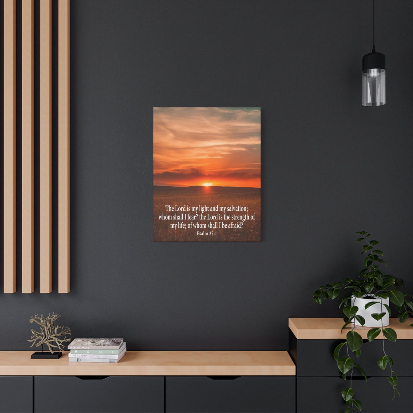 Bible Verse Canvas Lord is My Salvation Psalm 27:1 Christian Wall Décor Scripture Art Ready to Hang