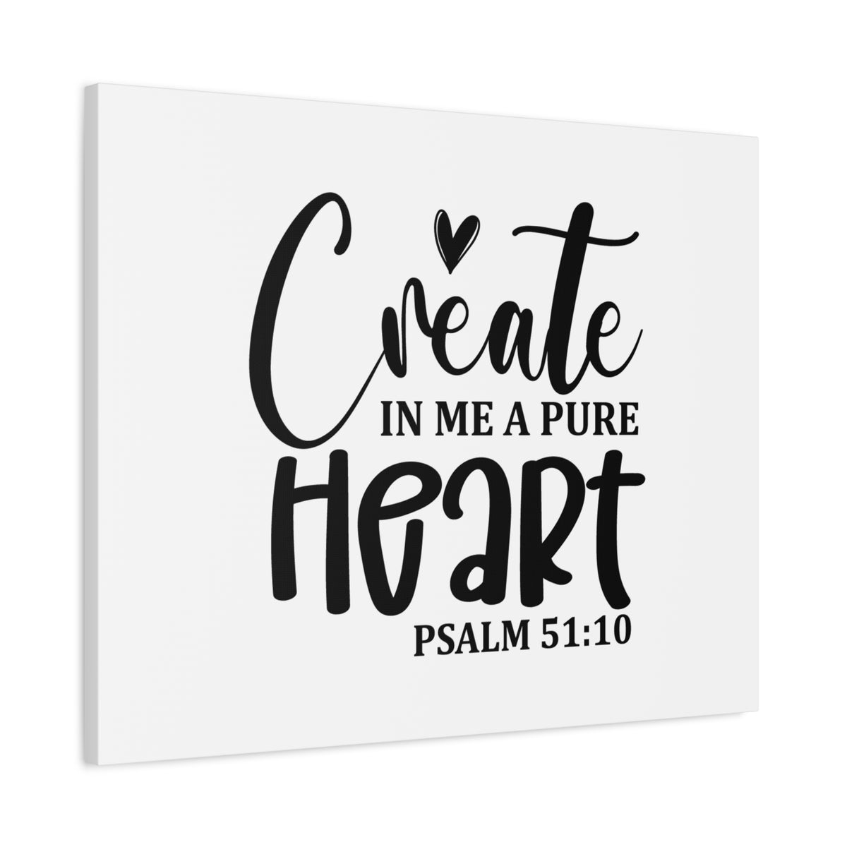 Scripture Canvas Pure Heart Psalm 51:10 Christian Wall Art Bible Verse Print Ready to Hang