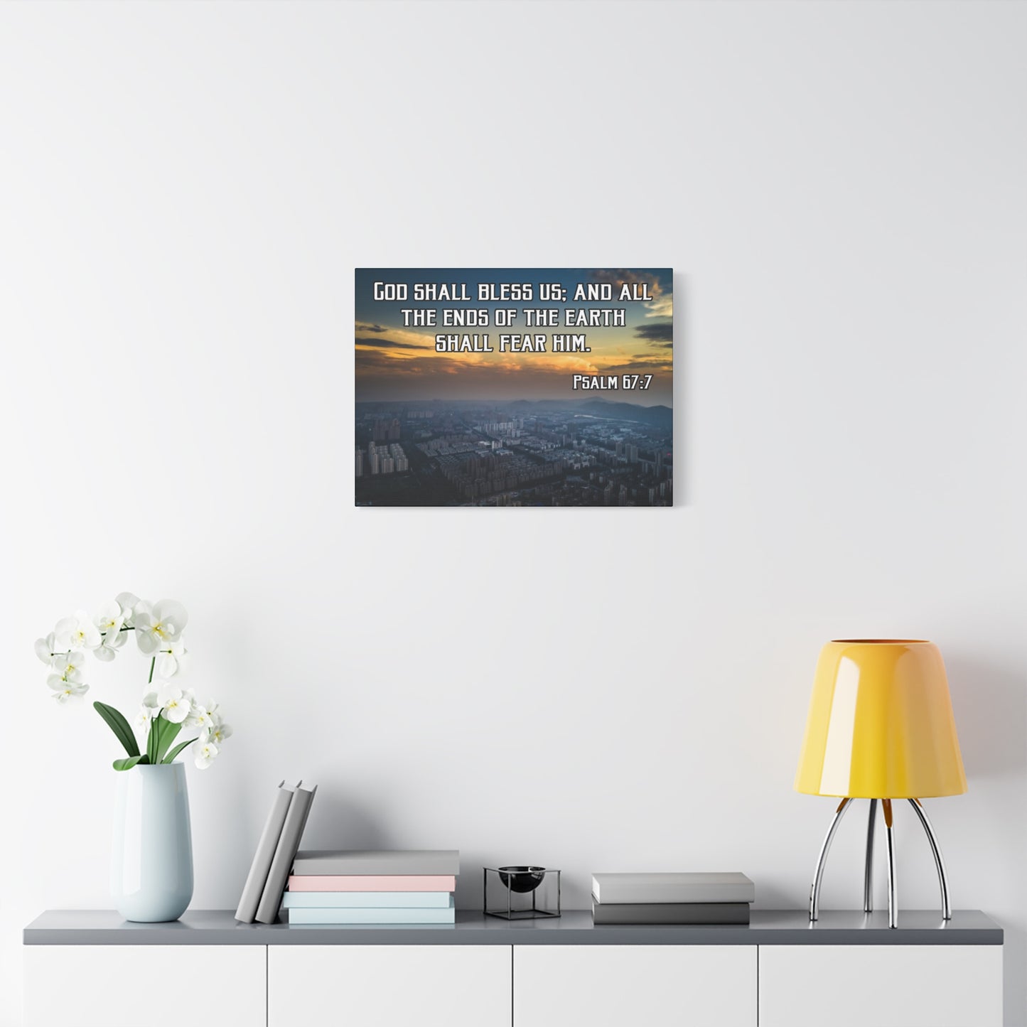 Bible Verse Canvas God Shall Bless Us Psalm 67:7 Christian Home Décor Wall Art Scripture Ready to Hang Faith Print