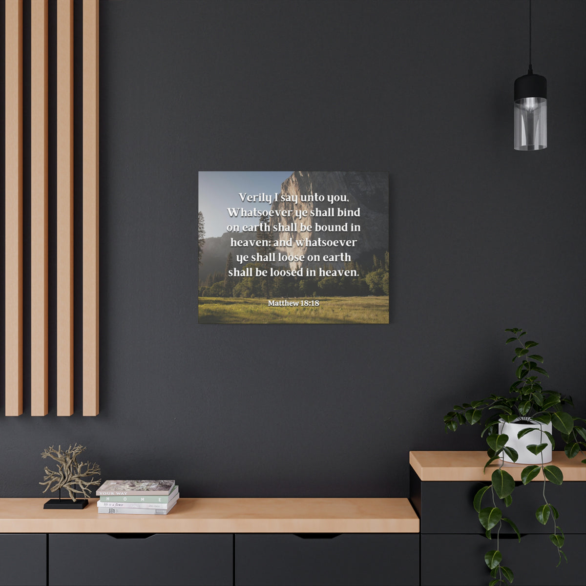 Scripture Canvas Bound In Heaven Matthew 18:18 Christian Wall Art Bible Verse Print Ready to Hang
