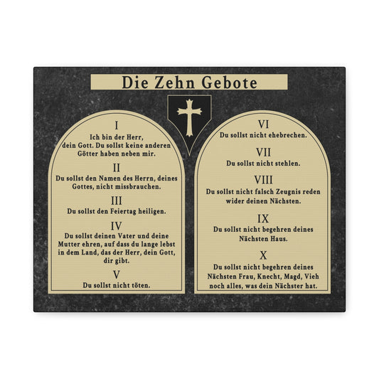 Scripture Walls Die Zehn Gebote Ten Commandments Tablets German Bible Verse Canvas Christian Wall Art Ready to Hang Unframed