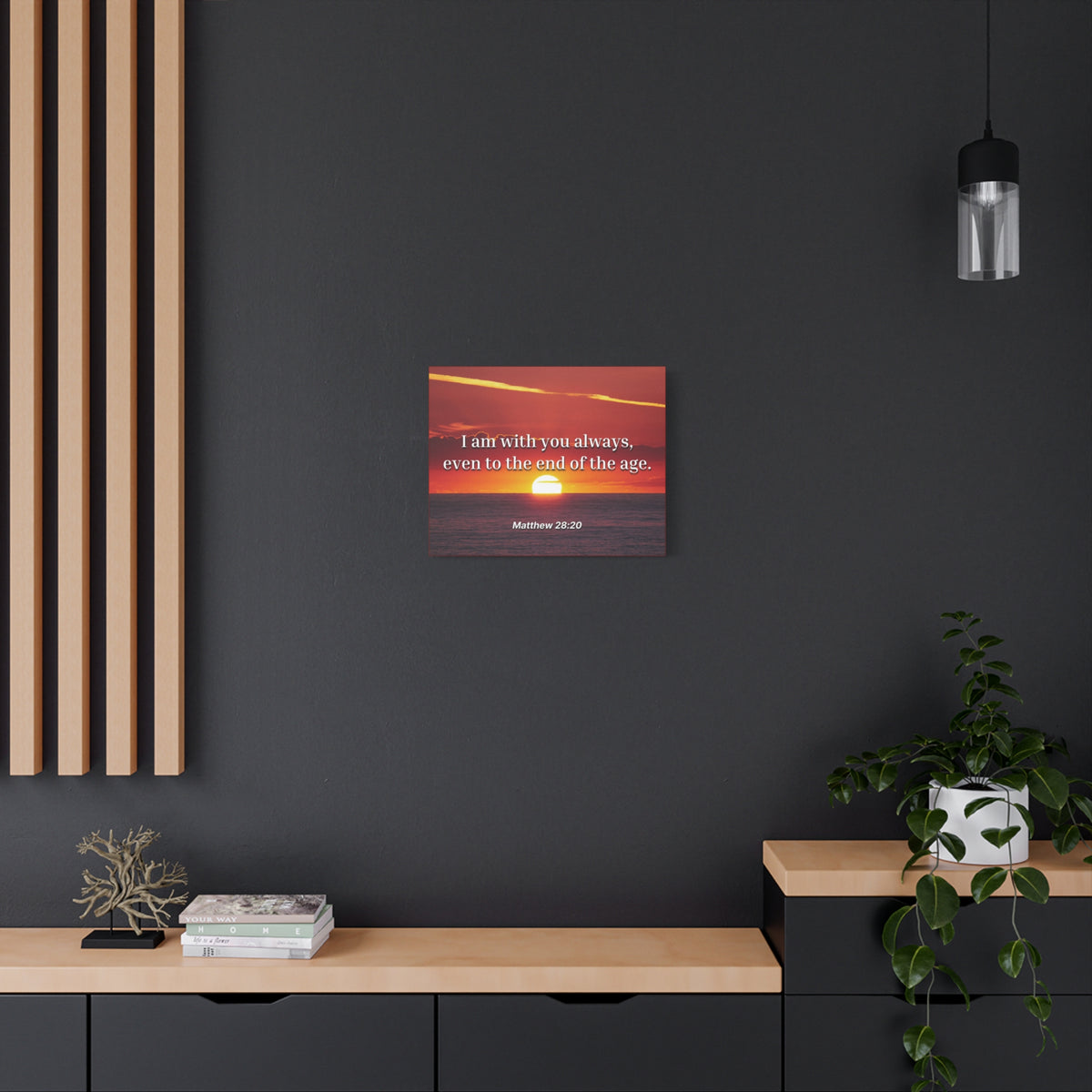 Scripture Canvas Unto The End Matthew 28:20 Christian Wall Art Bible Verse Print Ready to Hang